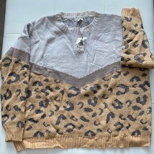 NWT EASEL color/pattern block crewneck sweater